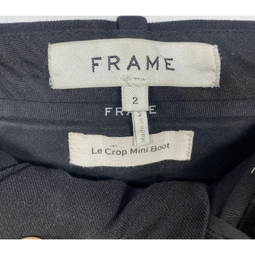 Frame Black Noir Le Crop Mini Boot Trouser Cropped High Rise Flare Pants Women 2